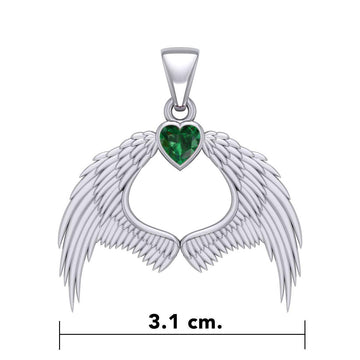 Guardian Angel Wings Silver Pendant with Birthstone TPD5871 - Jewelry